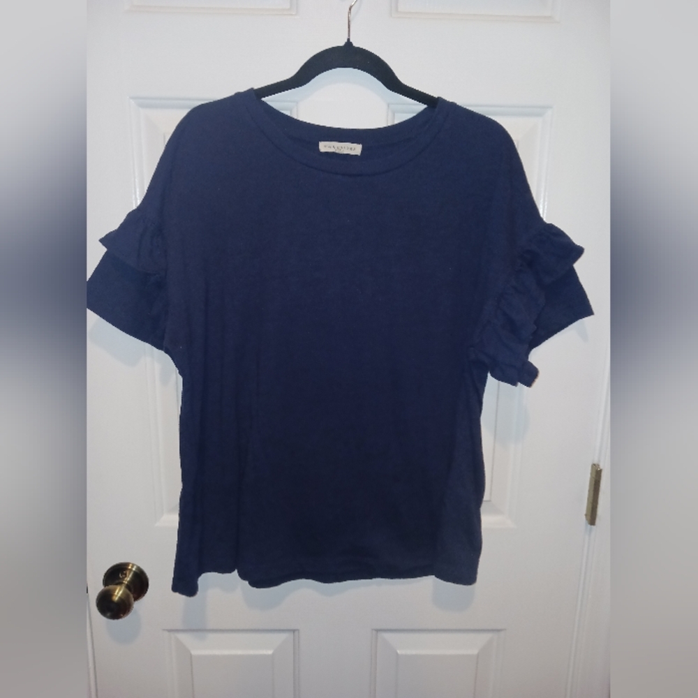 Blue Ruffle Sleeve Tee